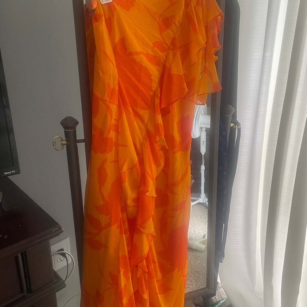 Orange Ruffled Women's Dress